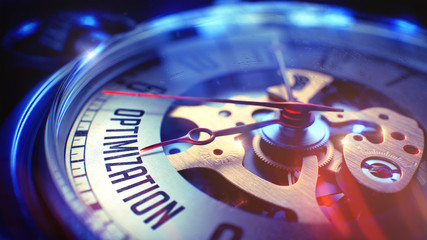 Poster - Optimization - Inscription on Pocket Watch. 3D Render.