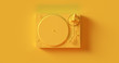 Yellow  Record Player Turntable 3d illustration