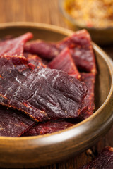 Canvas Print - Beef Jerky. Selective focus.