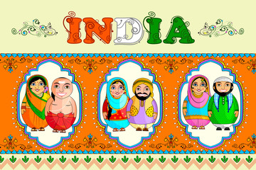 Wall Mural - Nested Doll Indian couple representing diverse culture from different States