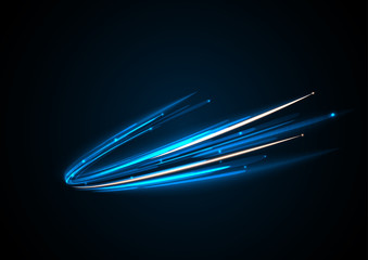 Wall Mural - blue branched neon lines with small sparks
