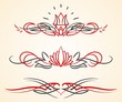 a set of 3 different pinstripe floral vector graphic ornaments