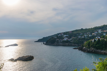 Poster - The picturesque city is located on the coastal slope of the mountain.