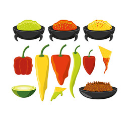 Wall Mural - chili pepper mexican traditional food vector illustration graphic design