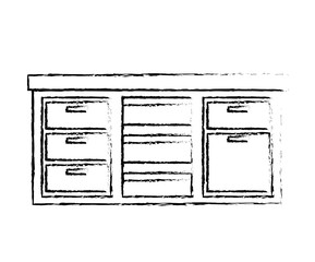 Wall Mural - furniture counter drawers cabinet image vector illustration sketch design