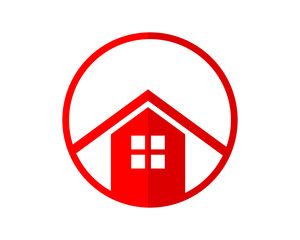 Canvas Print - red circle house home housing residence residential real estate image vector icon logo symbol