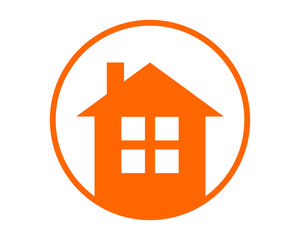 Canvas Print - orange circle house home housing residence residential real estate image vector icon logo symbol