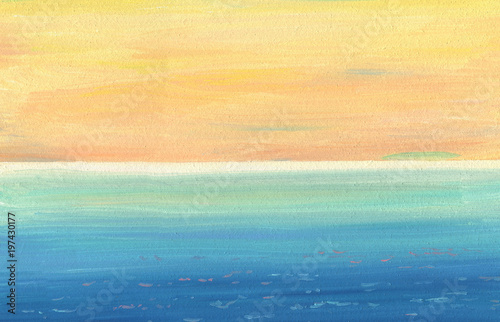 Smooth Oil Painting Texture And Colors Of Calm Sea And Sky With