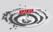 sales process diagram, converting leads to client and then sales 3D illustration