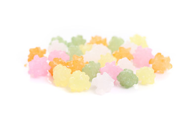 Wall Mural - Colorful jelly candy sweet sugar isolated on white background