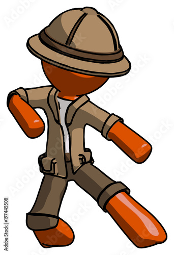 Fotografía Orange Explorer Ranger man karate defense pose right
