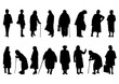 silhouettes of elderly women in different movements