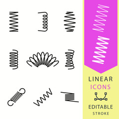 Poster - Spring - line vector icon set. Editable stroke.