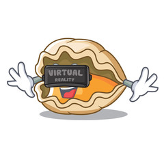 Sticker - With virtual reality oyster mascot cartoon style