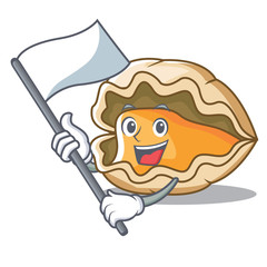 Sticker - with flag oyster mascot cartoon style