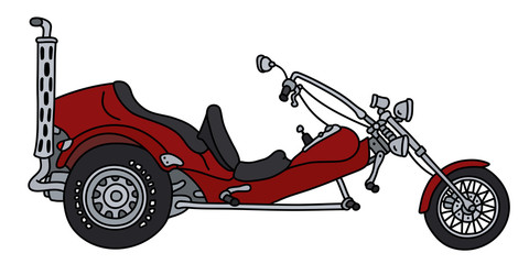 Wall Mural - The red heavy motor tricycle