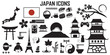 japan, japanese,  flat icons. mono vector symbol