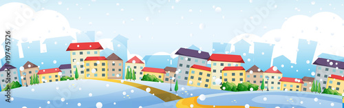 Scene with houses in villag...