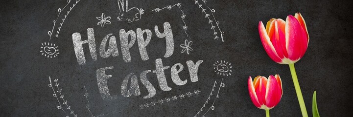 Poster - Composite image of happy easter red logo against a white