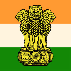 The flag and the emblem of India