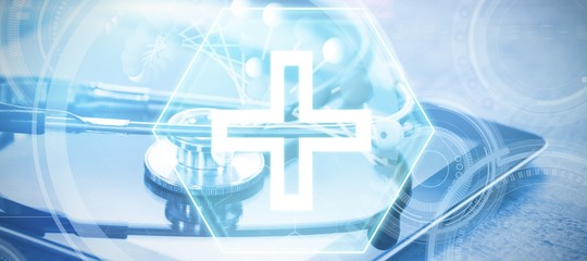 Poster - Composite image of cross