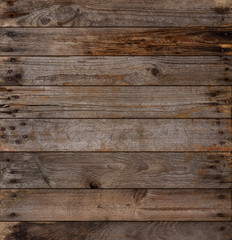 Wall Mural - Wooden planks texture background, weathered, with rusty nails, top view, sharp and highly detailed.