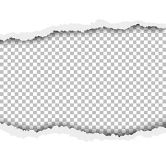 Wall Mural - Torn hole in white sheet of paper with transparent background. Vector template paper design.