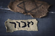 jewish badge and hebrew word yizkor, for remember