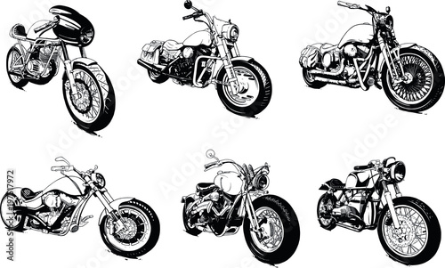 Cuadros en Lienzo Vintage Custom Motorcicle Graphic Poster Illustration.