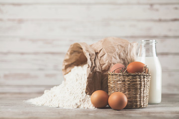 Eggs, flour and milk