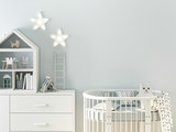 Mockup wall in child room 3d rendering