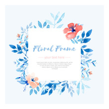 Pink And Blue Floral Frame Template
