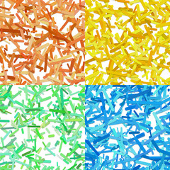 Poster - Seamless modern chaotic rotated stripe background pattern set - trendy vector design from colorful rounded stripes on white background