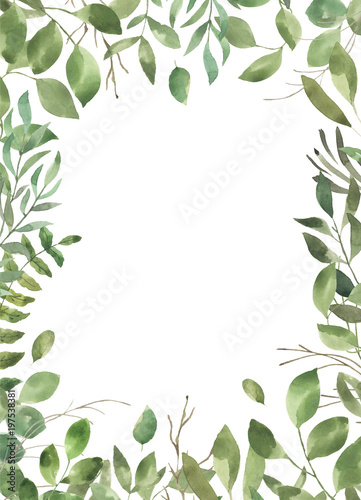 Dekoracja na wymiar  lisciasty-lisc-zielone-kwiaty-akwarelowe-i-geometryczna-ramka-w-kwiaty-4