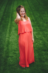 Full length portrait of high school senior girl