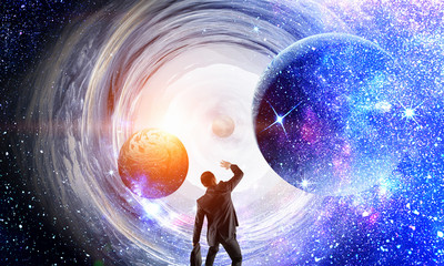 Wall Mural - businessman and cosmos concept