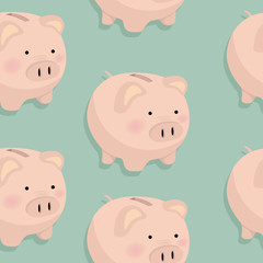 Wall Mural - Piggy bank money pattern