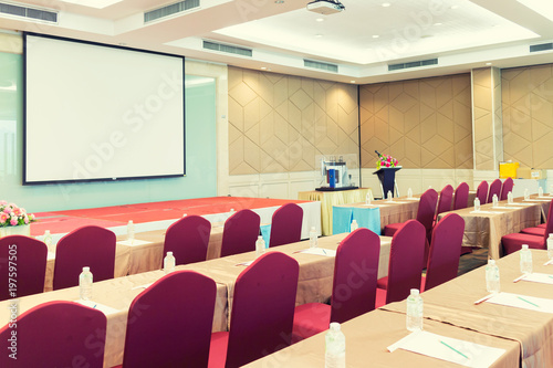 Conference Meeting Room Row Of Chairs With Stage And Empty