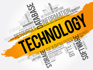 Poster - technology word cloud collage, business concept background