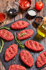 Wall Mural - raw salisbury beef steak, top view