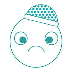 Sticker - emoticon with hat kawaii character vector illustration design