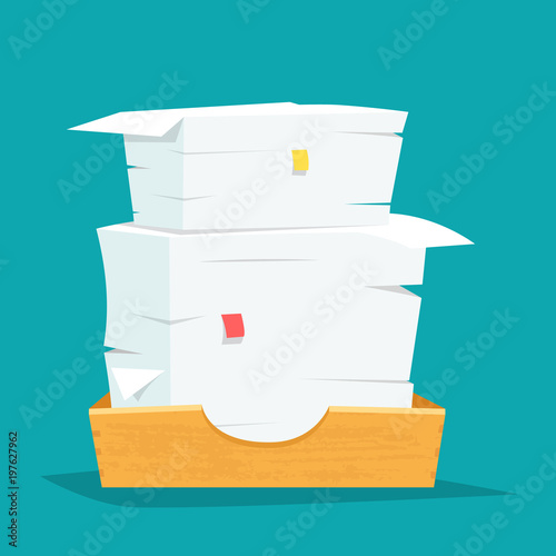 Fotomural Stack of papers in office box.