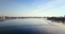 Frozen Alster Lake Aerial View
