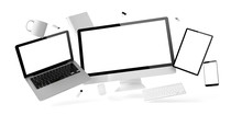 Office Stuff And Devices Floating Isolated