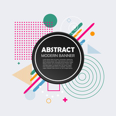Aufkleber - Abstract geometric pattern with circle and color shapes. Modern trendy background for design banner, business brochure, cover, poster and card. Vector illustration.