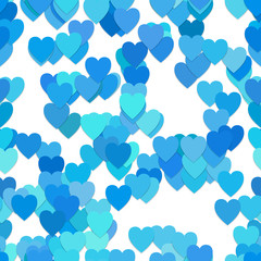 Poster - Repeating chaotic heart pattern background - vector illustration from hearts in light blue tones with shadow effect