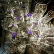 snapshot of glasses after a party seen from above