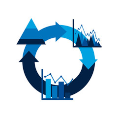 Poster - cycle arrow diagram bar graph business theme  vector illustration