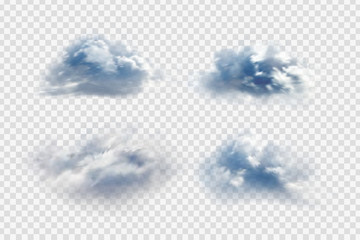 Wall Mural - Vector set of realistic isolated cloud for decoration and covering on the transparent background.