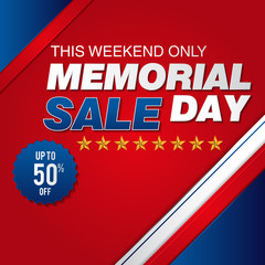 Wall Mural - Memorial day sale banner template design